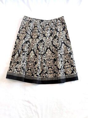 Vintage Robbie Bee skirt 8 black cream A-line cotton